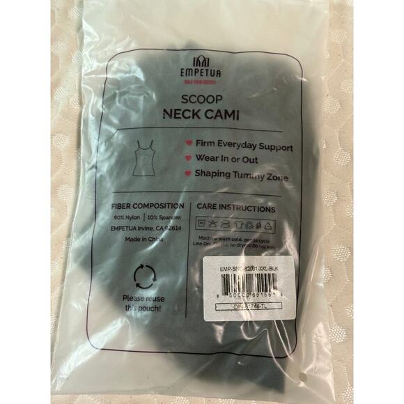 NWT Empetua Black Adjustable Strap Scoop Neck Cami Tummy Control Women - Picture 4 of 6